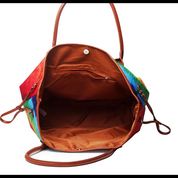 Large Tote Bag Canvas Tie Dye Sunflower Overnight Bag with Two Sturdy Shoulder - Picture 5 of 7